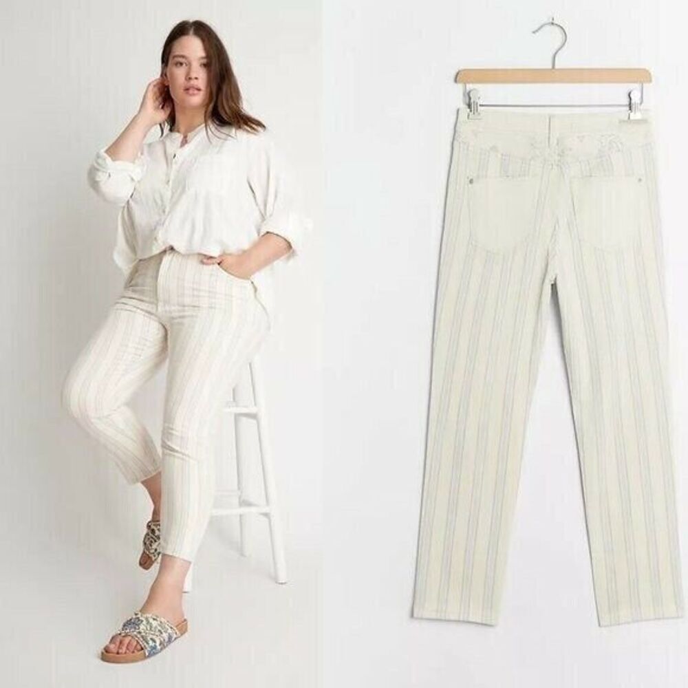 NWT Anthropologie‎ Pilcro And The Letterpress Womens Striped Jeans 16W Hi Rise
